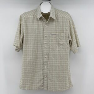 Simms Plaid Fishing Shirt Mens Large Short Sleeve Button Up Pocket Outdoor